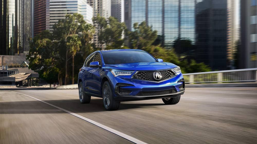 Front view of blue 2019 Acura RDX